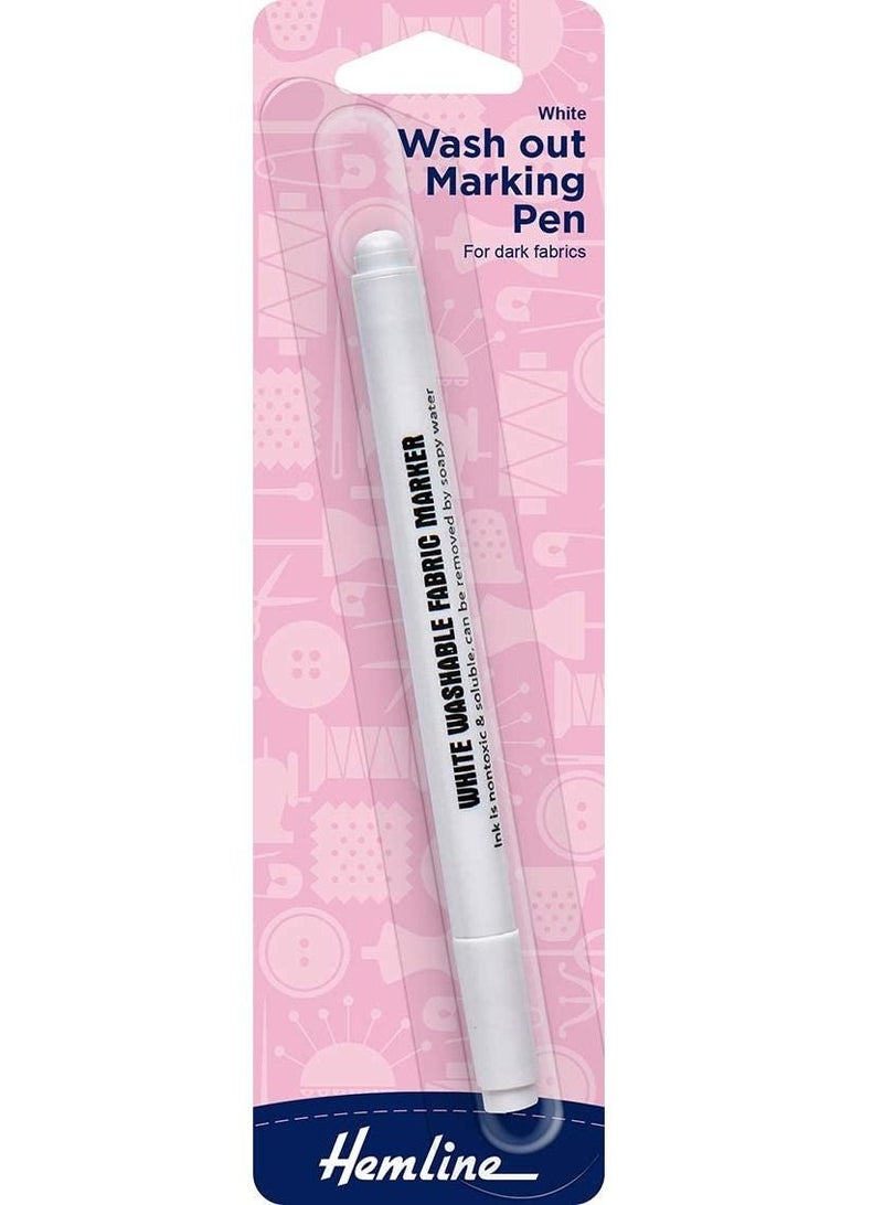 Hemline 1 Piece Dark Fabric Washout Marking Pen White Use Mark Designs For Quilting Embroidery And Stitching on Dark Fabrics - Image 1