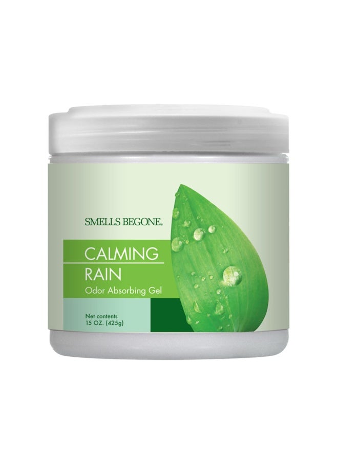 SMELLS BEGONE Air Freshener Odor Absorber Gel - Absorbs Odor from Bathrooms, Cars, Pet Areas, Boats & RVs - Made with Essential Oils - Calming Rain Scent - Image 1