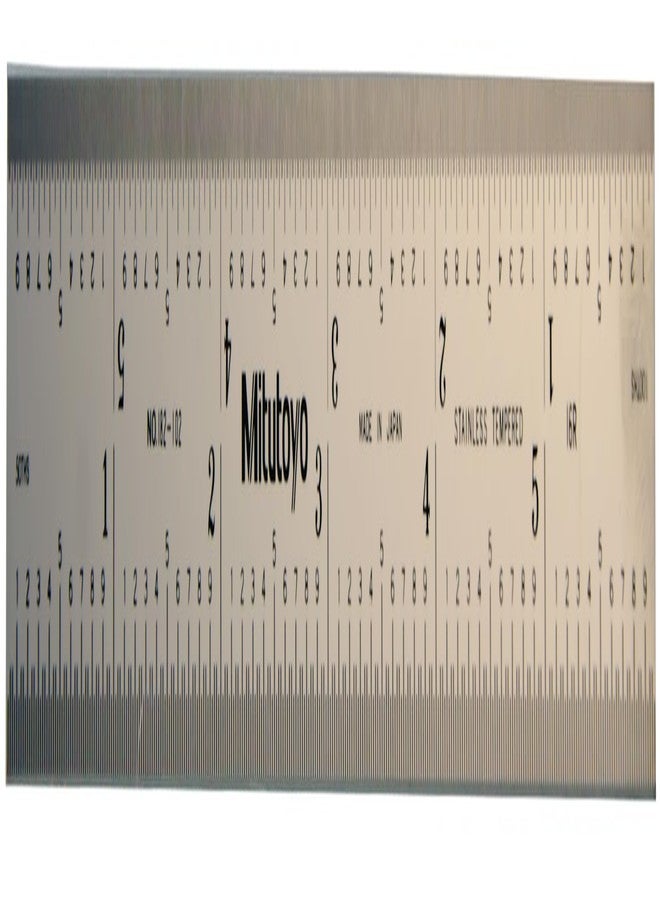 ميتوتويو Mitutoyo 182-102، مسطرة فولاذية، 6 بوصات (16R)، (1/32، 1/64، 1/50، 1/100 بوصة)، سمك 3/64 بوصة × عرض 3/4 بوصة، فولاذ مقاوم للصدأ مقسّى بلمسة نهائية من الكروم الساتان