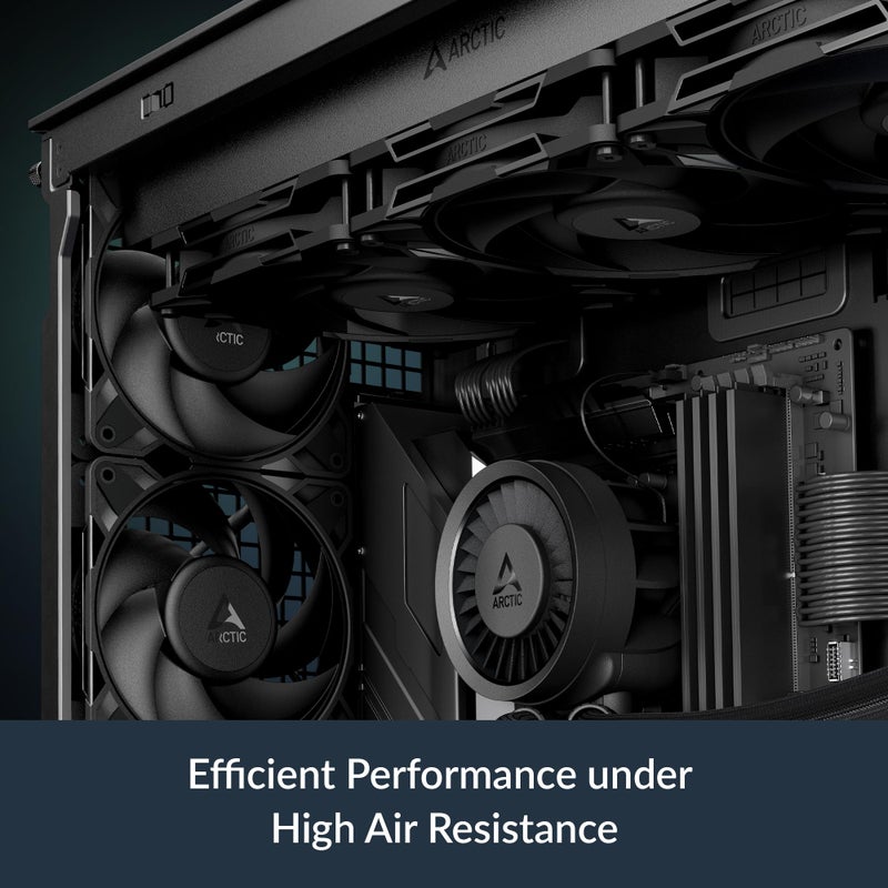 ARCTIC P12 Pro - Powerful Premium Fan, 120 mm PWM Fan, 600-3000 RPM, 0 RPM <5% PWM, Fluid Dynamic Bearing, 4-Pin - Black - Image 3