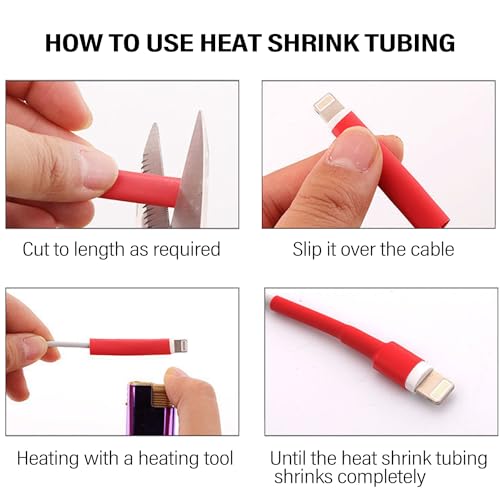 URBEST 530 Pcs 2:1 Heat Shrink Tubing Tube Sleeving Wrap Cable Wire 5 Color 8 Size (530Pcs Heat Shrink Tube) - Image 3