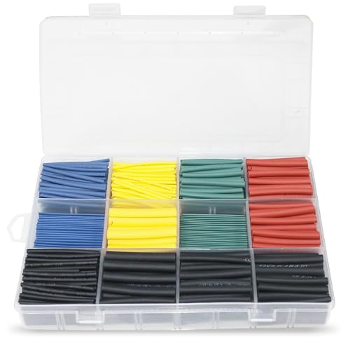 URBEST 530 Pcs 2:1 Heat Shrink Tubing Tube Sleeving Wrap Cable Wire 5 Color 8 Size (530Pcs Heat Shrink Tube) - Image 1