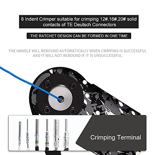 JRready NEW-DT2 Deutsch Crimp Tool for DTP, DT, DTM Connectors, Size 12, 16, 20 Solid Contacts. Equivalent to HDT 48 00 Deutsch Crimper(12-22AWG) - Image 3