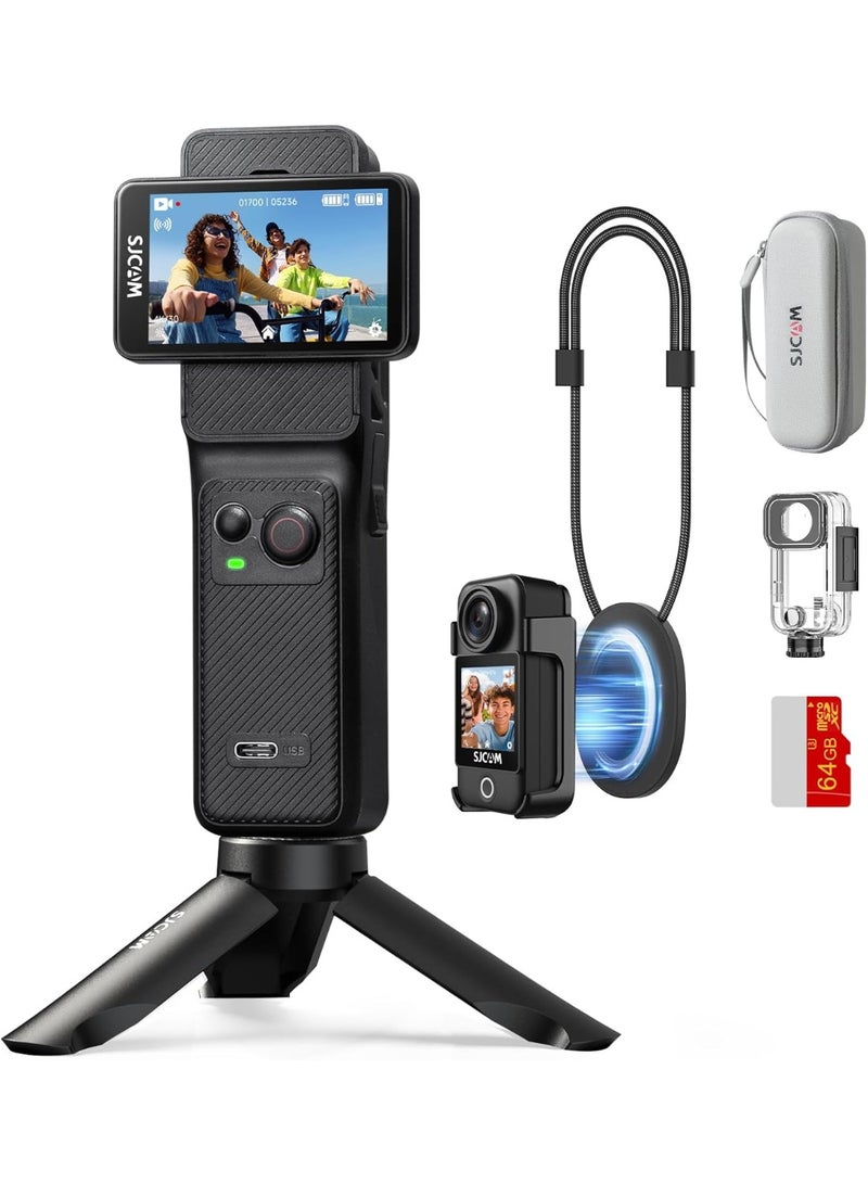 SJCAM C400 Vlogging Combo,4K Pocket Handheld Camera,7H Power use, 6-Axis Stabilization Action Camera,2.29'' Big Touch Screen,30M Waterproof Werable Body Cam,Vlogging Camera for YouTube Live Streaming - Image 1