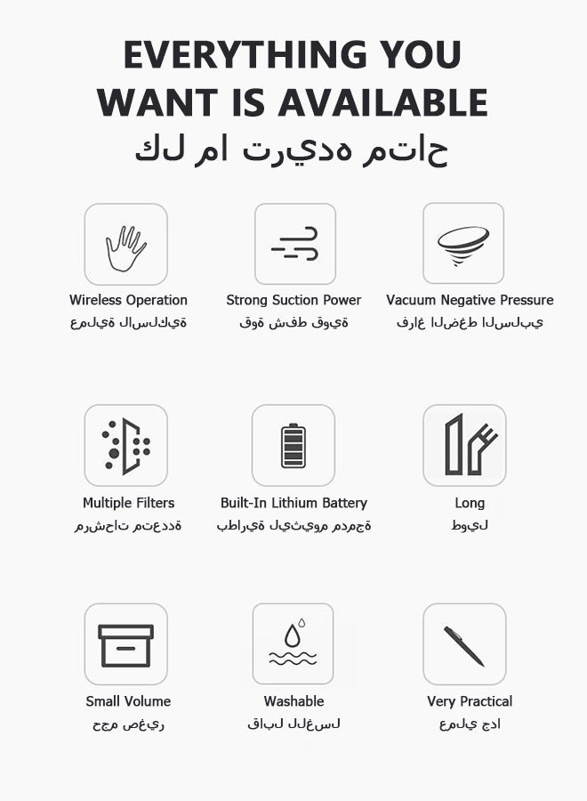 كافيلي مكنسة كهربائية للسيارة لاسلكية - مكنسة كهربائية محمولة باليد - مكنسة كهربائية قابلة لإعادة الشحن - وظيفة الشفط والنفخ - مكنسة كهربائية محمولة - 6000 باسكال  - Image 3