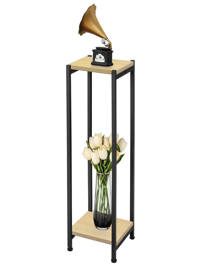 Dipion Tall Plant Stand Indoor,31 Inch Plants Stands,2 Tier Metal Plant Stand with Heavy Duty Wood,Yellow Oak and Black - Image 1