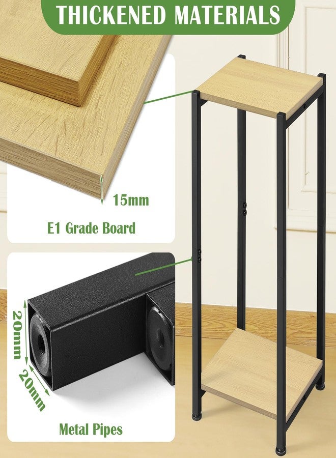 Dipion Tall Plant Stand Indoor,31 Inch Plants Stands,2 Tier Metal Plant Stand with Heavy Duty Wood,Yellow Oak and Black - Image 2