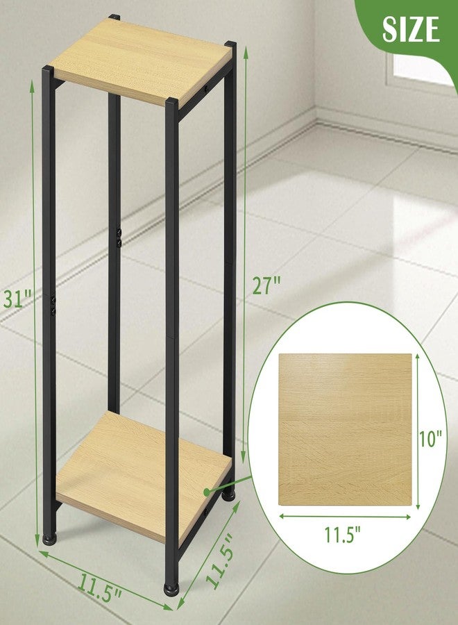 Dipion Tall Plant Stand Indoor,31 Inch Plants Stands,2 Tier Metal Plant Stand with Heavy Duty Wood,Yellow Oak and Black - Image 5