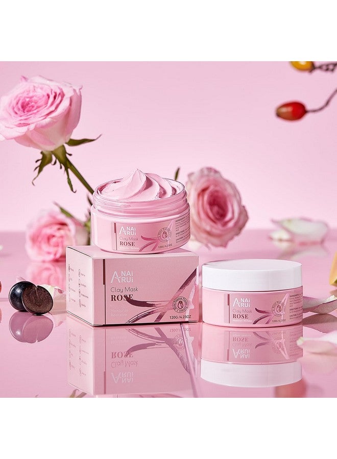 ANAI RUI Rose Facial Mask, Deep Cleansing, Clay Mask with Kaolin Pink Clay, Gifts for Women, Niacinamide, Collagen, Hyaluronic Acid for Moisturizing & Smooth Skin, Pores Minimizers, 4.23 Oz - Image 2