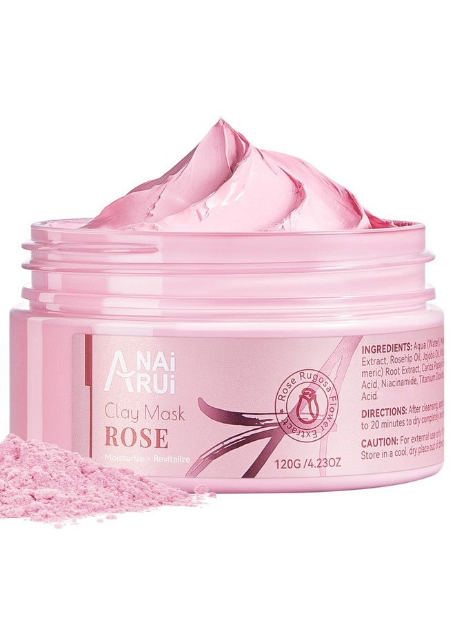 ANAI RUI Rose Facial Mask, Deep Cleansing, Clay Mask with Kaolin Pink Clay, Gifts for Women, Niacinamide, Collagen, Hyaluronic Acid for Moisturizing & Smooth Skin, Pores Minimizers, 4.23 Oz - Image 1