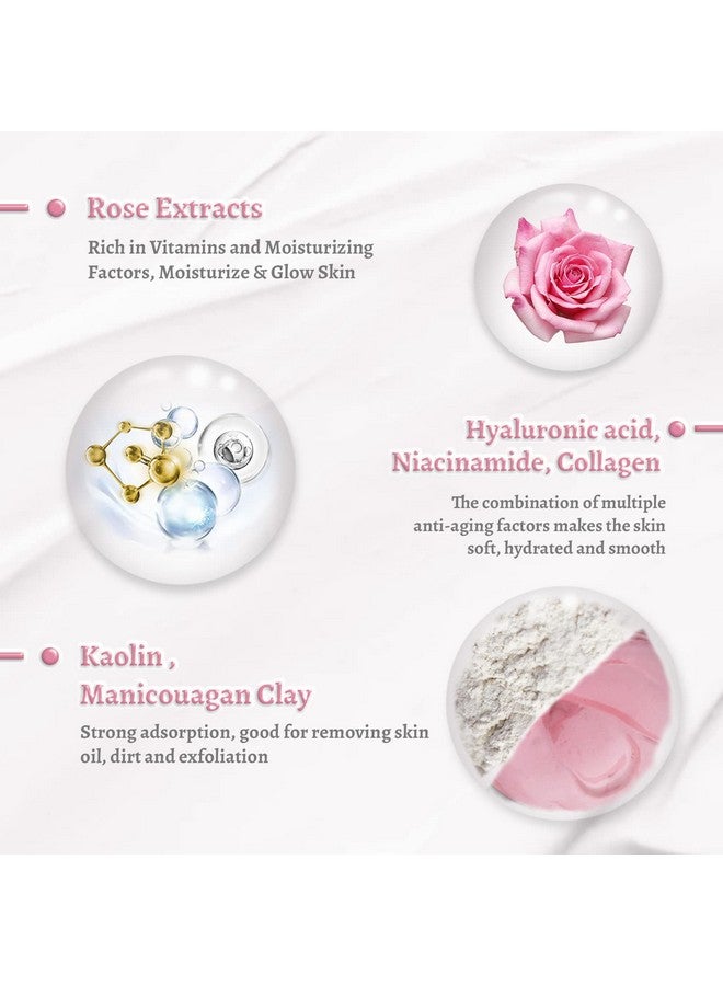 ANAI RUI Rose Facial Mask, Deep Cleansing, Clay Mask with Kaolin Pink Clay, Gifts for Women, Niacinamide, Collagen, Hyaluronic Acid for Moisturizing & Smooth Skin, Pores Minimizers, 4.23 Oz - Image 4