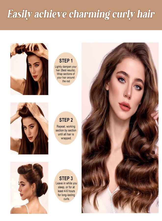 بكرات تجعيد الشعر توغايو بدون حرارة لتجعيد الشعر طوال الليل - بكرات شعر جامبو ناعمة للنوم، بكرات مرنة لا تسبب تلف الشعر مع وشاح حريري - لجميع أنواع الشعر وملمسه - 6 قطع بلون بني محمر - Image 4