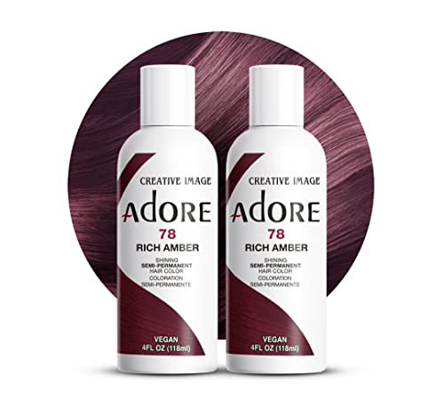 Adore Semi Permanent Hair Color Vegan and CrueltyFree Brown Hair Dye 4 Fl Oz 078 Rich Amber Pack of 2
