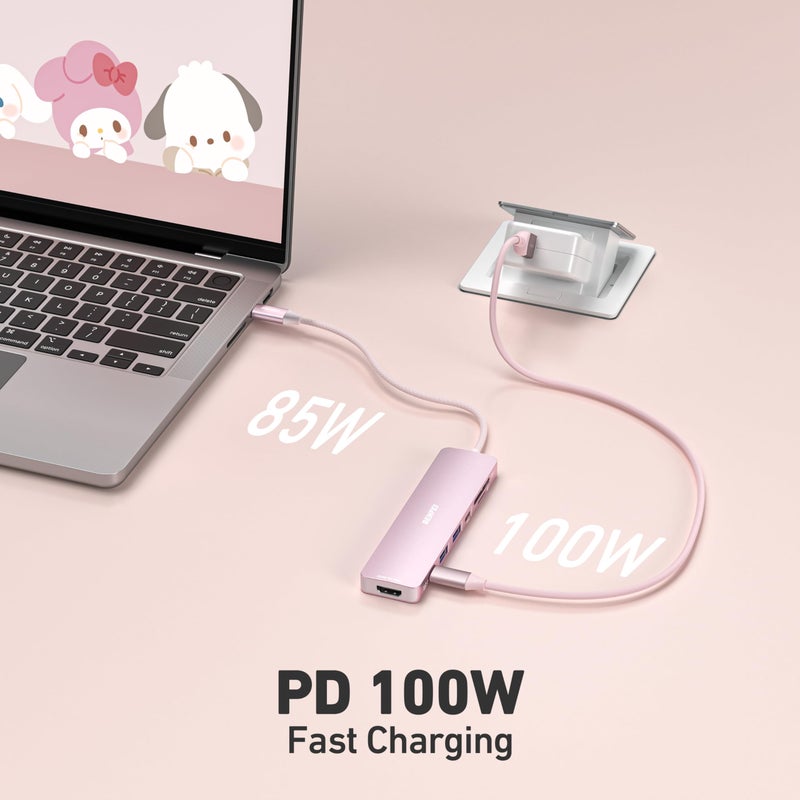 BENFEI 7-in-1 USB C Hub with HDMI(4K@60Hz), 2 USB-A, 1 USB-C Data, 100W Charge, SD/TF Card Reader, Silicone Tangle-Free Cable Compatible with MacBook Pro/Air, iPad Pro, iMac, iPhone 15 Pro/Pro Max - Image 3