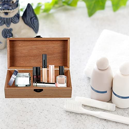HingoFuni Wood Storage Box with Lid Solid Wood Container Box Decorative Table Large Rectangular Smooth Rustic Style Store Space to Organize Toys Cosmetics Vintage Color 7.87 * 3.93 * 2.36inch, Brown - Image 5