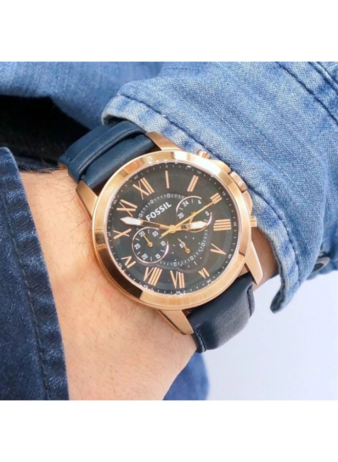 FOSSIL Men Leather Chronograph Wrist Watch FS4835 - Image 4