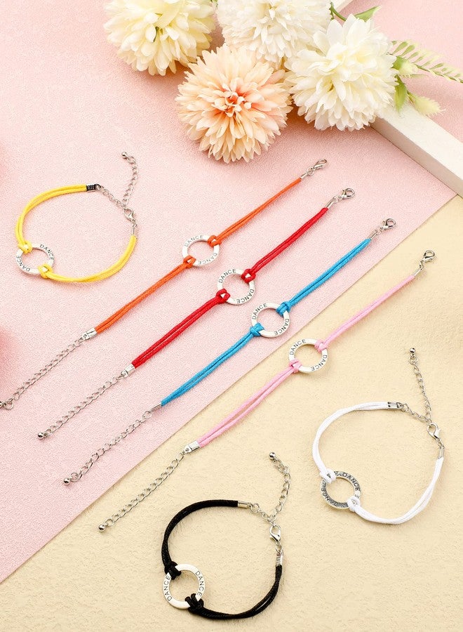 Funtery 24 Pcs Dance Bracelet Bulk Recital Gifts for Girls Team Charm Jewelry Wax Rope Adjustable Dancer Accessories(Multi Colors) - Image 4