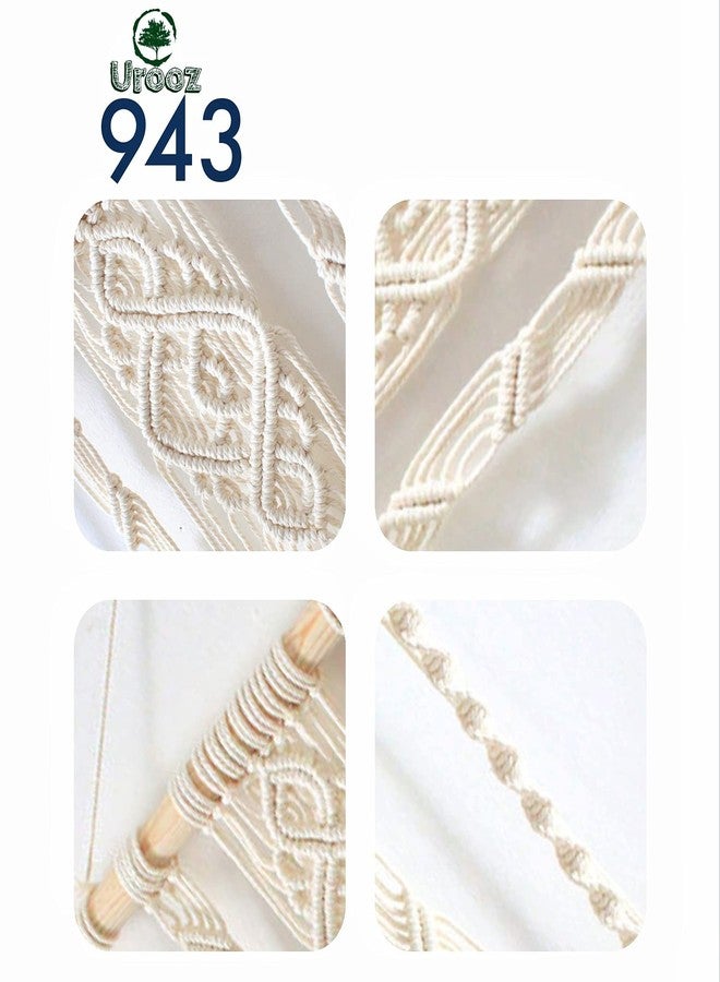 Urooz Macramé Wooden Wall Hanging Shelf |943| Modern Chic Woven Macrame Tapestries, Wall Art Home Decor for Apartment, Dorm, Bedroom, Living Room, Nursery, Party Decorations, 15" Wx 16" H - Image 3