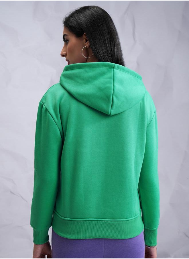 Tokyo Talkies Zipper Front Printed Hooded Sweatshirt by Styli  - Image 3