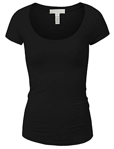 Active Products Women's Basic Deep Scoop Neck with Cap Short Sleeves Black Small - Image 4
