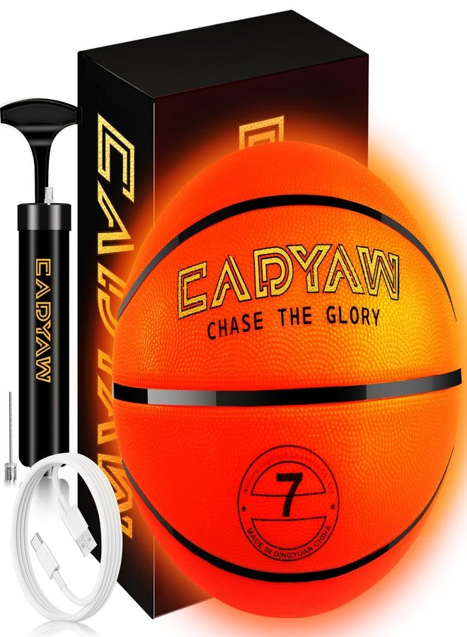 Cadyaw Glow in The Dark Basketball, Light Up LED Basketball Size 7, USB Rechargeable, Cool Outdoor Sports Toy for Night Games, Birthday Gifts for Boys Age 8-15 - Image 1