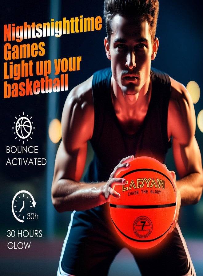Cadyaw Glow in The Dark Basketball, Light Up LED Basketball Size 7, USB Rechargeable, Cool Outdoor Sports Toy for Night Games, Birthday Gifts for Boys Age 8-15 - Image 5