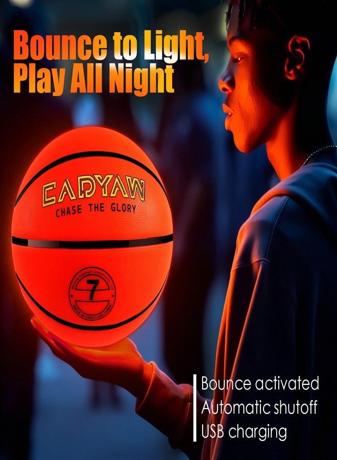 Cadyaw Glow in The Dark Basketball, Light Up LED Basketball Size 7, USB Rechargeable, Cool Outdoor Sports Toy for Night Games, Birthday Gifts for Boys Age 8-15 - Image 2