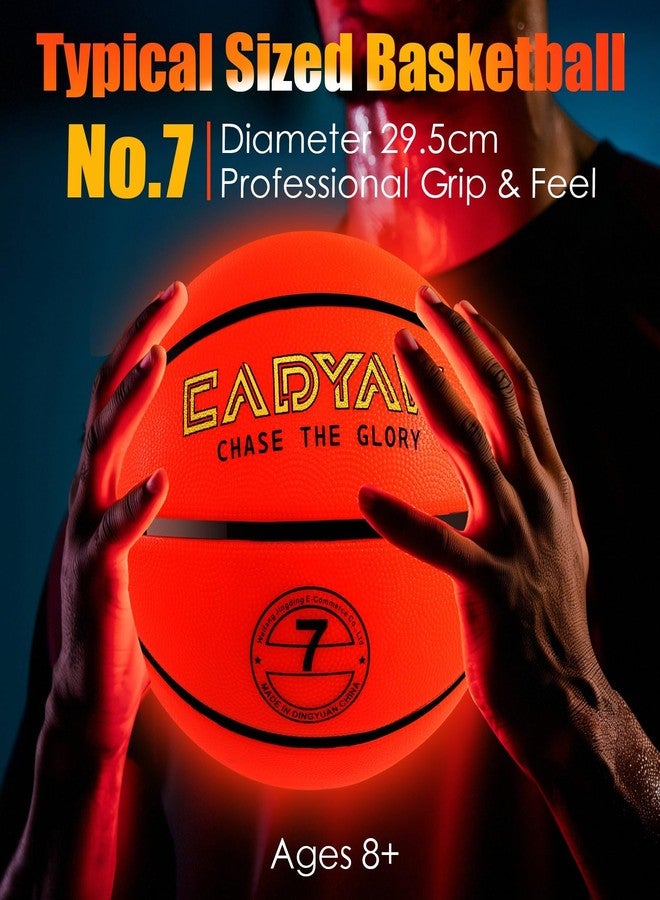 Cadyaw Glow in The Dark Basketball, Light Up LED Basketball Size 7, USB Rechargeable, Cool Outdoor Sports Toy for Night Games, Birthday Gifts for Boys Age 8-15 - Image 3