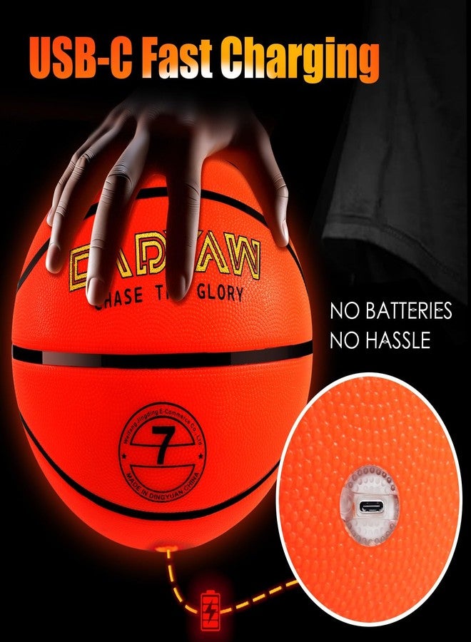 Cadyaw Glow in The Dark Basketball, Light Up LED Basketball Size 7, USB Rechargeable, Cool Outdoor Sports Toy for Night Games, Birthday Gifts for Boys Age 8-15 - Image 4