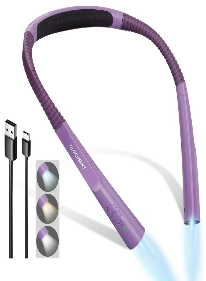 Glocusent Upgraded LED Neck Reading Light, Book Light for Reading in Bed, 30-min Timer, 3 Colors & 3 Brightness Adjustable, Rechargeable & Long Lasting, Perfect for Reading, Knitting - Image 1