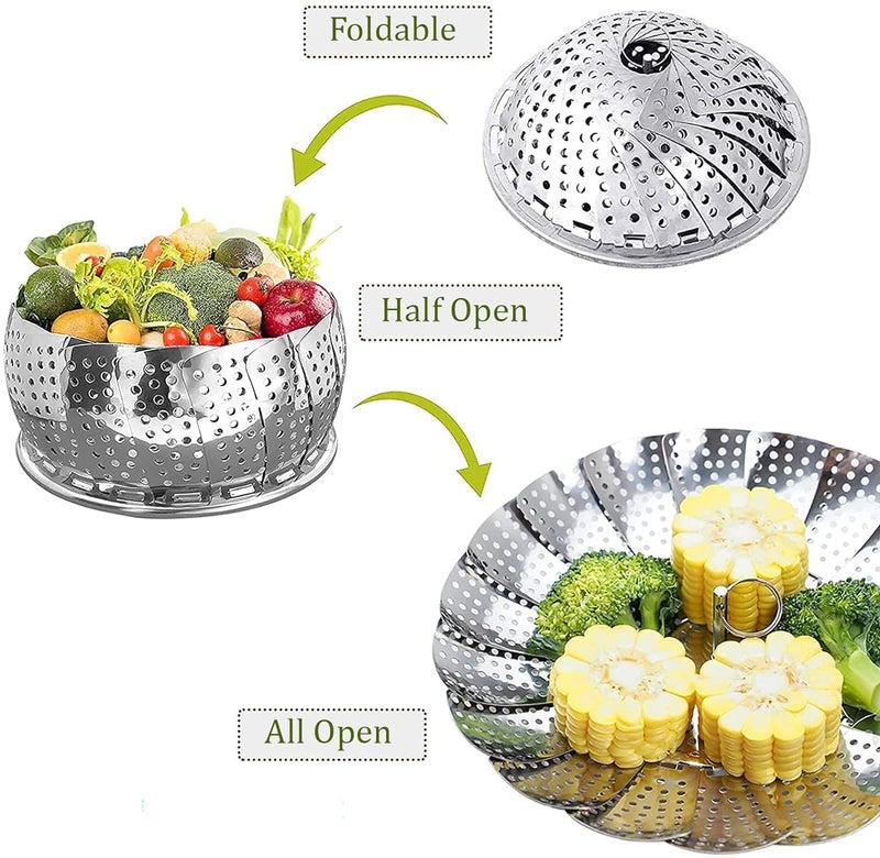HaRvic HaRvic Vegetable Steamer Basket Stainless Steel Vegetable Fruit Steamer Punching Food Drain Bowl Basket Stainless Steel Steamer 23 cm  - Image 3