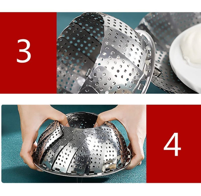 HaRvic HaRvic Vegetable Steamer Basket Stainless Steel Vegetable Fruit Steamer Punching Food Drain Bowl Basket Stainless Steel Steamer 23 cm  - Image 5