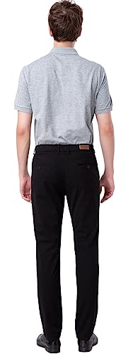 Plaid&Plain Men's Slim Fit Khaki Pants Men's Tapered Chino Pants 8801Black 31X30 - Image 2