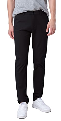 Plaid&Plain Men's Slim Fit Khaki Pants Men's Tapered Chino Pants 8801Black 31X30 - Image 1
