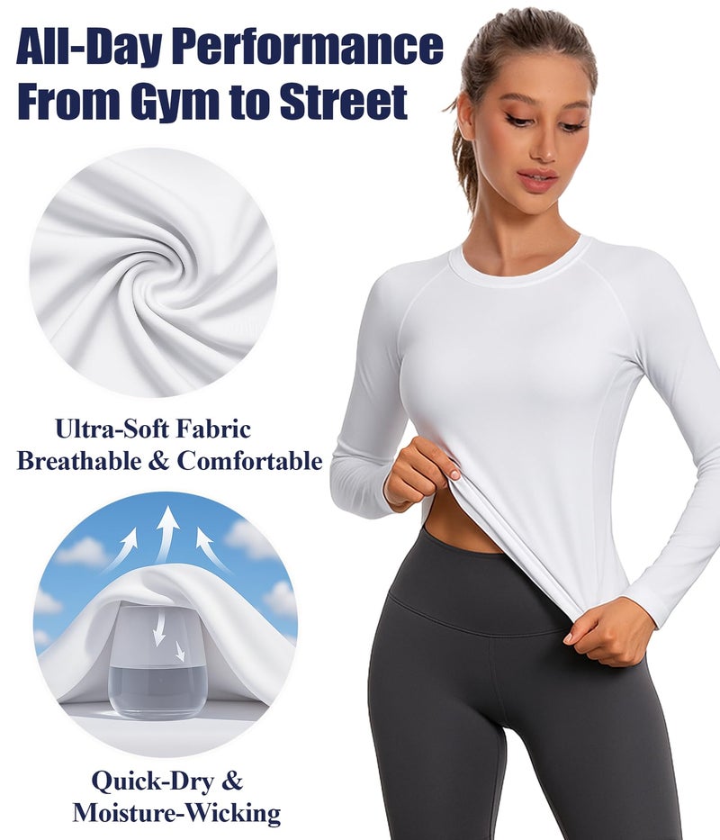 Raxilon 4 Pack Long Sleeve Compression Shirts Woman's Underscrub Athletic Workout Undershirt Dry Fit T-Shirt for Gym Running Tops - Image 3