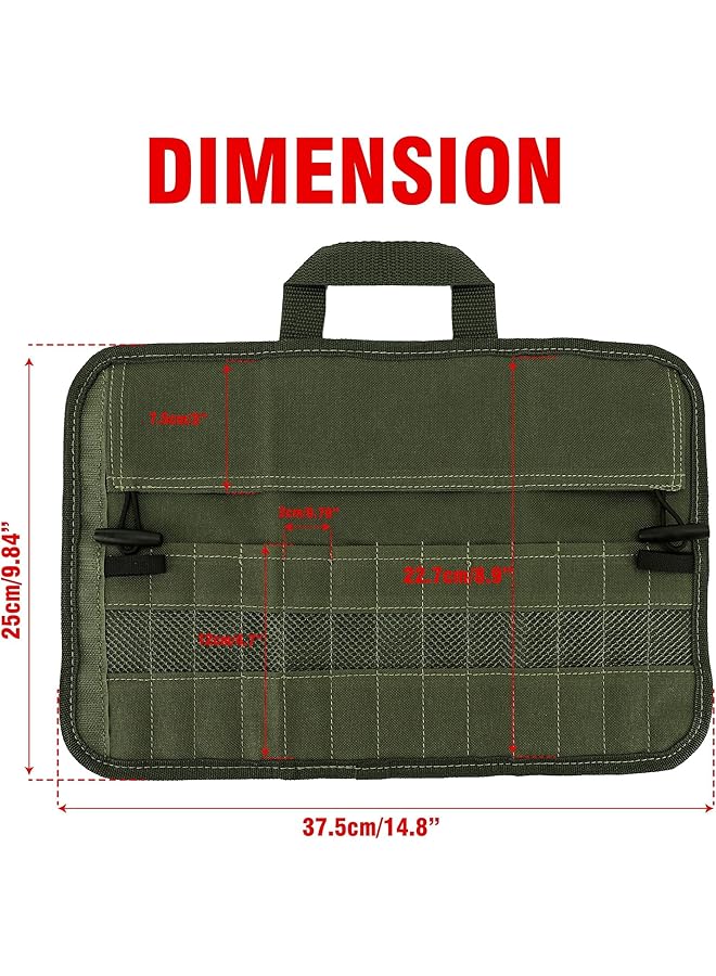 BIGTHREE Camping Utensil Roll Bag Waterproof Chef Knife Cutlery Up Pouch Bag with 13 Slots For Fork Spoon Chopstick Portable Professional Case Hold Storage Kitchen Cooking Set Travel Organizer - Image 2