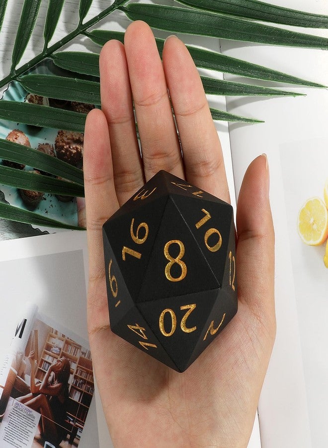 CSITORWWE 55mm Giant D20 Dice,20 Sided Resin Dice with Velvet Pouch, Titan Polyhedral Dice for TTRPG Tabletop Gaming,Dungeon Masters,RPG Adventures(Black) - Image 3