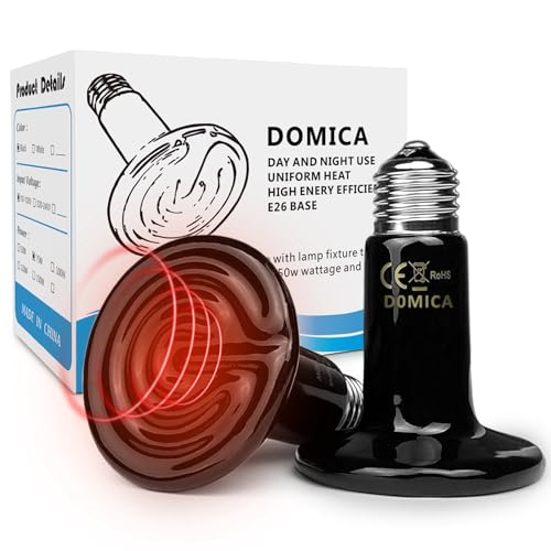DOMICA 150W 2 Pack Reptile Heat Bulb, Beared Dragon Ceramic Heat Emitter, E26 No Light Night Use Heater Bulbs for Turtle, Lizard, Snake, Amphibians, Pet Brooder Coop Chicken (150W-Large Tank) - Image 1