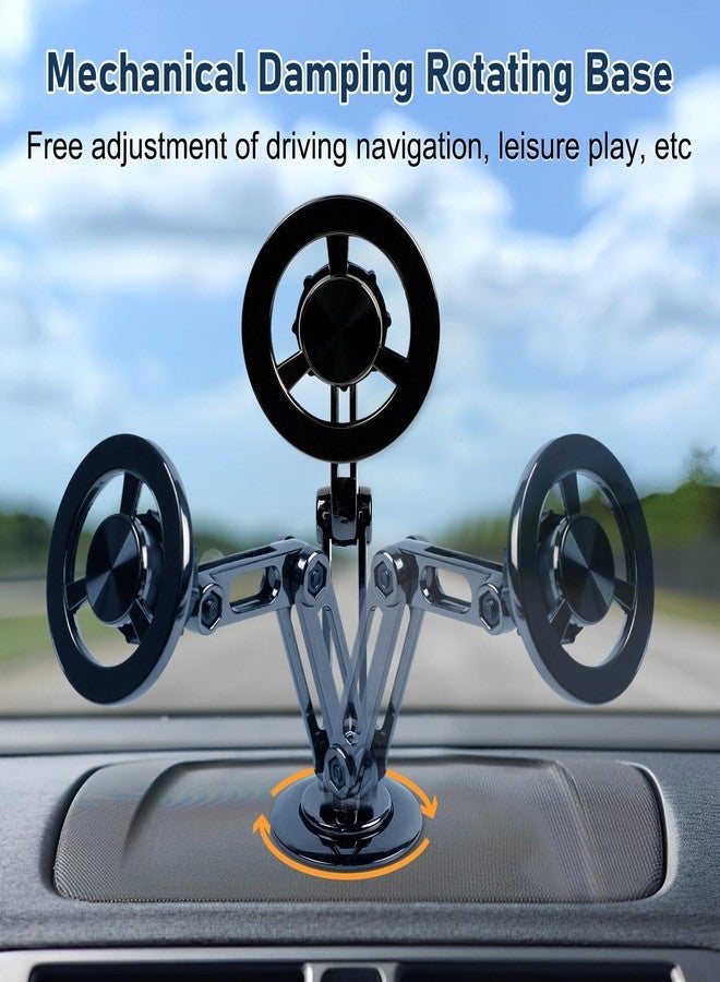 Rednow Universal 360° PRO Magnetic Suction Phone Holder Car,Alloy Folding Magnetic Cell Phone Holder for Car [Super Strong Magnet] Bracket Magnetic Dashboard Phone Car Mount for All Smartphone (Silver) - Image 4
