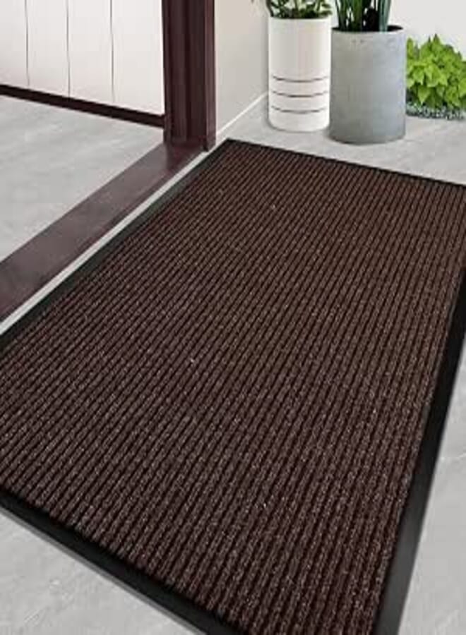 Door Mat Heavy Duty Outdoor Indoor Doormat Low Profile Front Door Mat Large 31x47 inch Brown Entrance Welcome Mats Easy Clean Patio Entrance Mat Waterproof Anti-Skid Rubber Backing