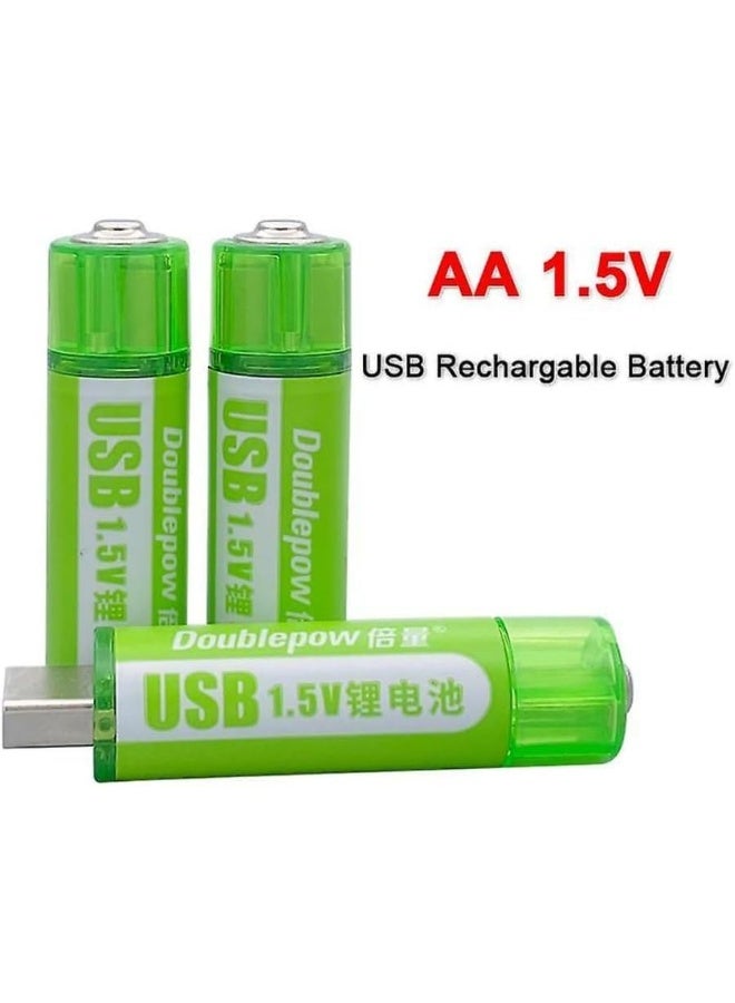 AA Batteries USB Rechargeable Battery 1800mWh Lithium-ion ECO-Friendly & Recyclable Double A 1.5V High Capacity Quick Charging Battery for Mouse/Toy/Remote Control/Shaver/Flashlight (12) - Image 2