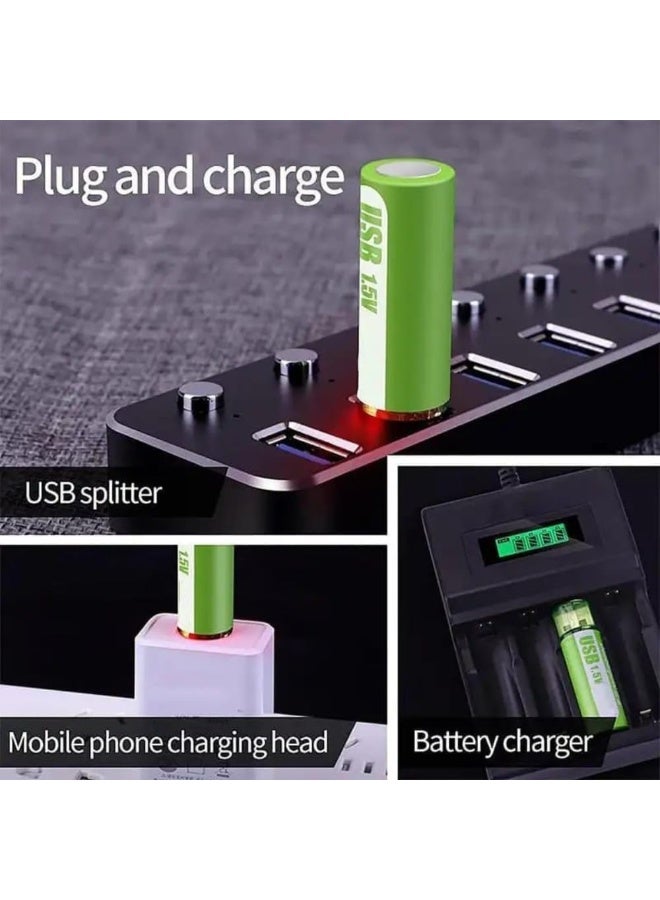 AA Batteries USB Rechargeable Battery 1800mWh Lithium-ion ECO-Friendly & Recyclable Double A 1.5V High Capacity Quick Charging Battery for Mouse/Toy/Remote Control/Shaver/Flashlight (12) - Image 4