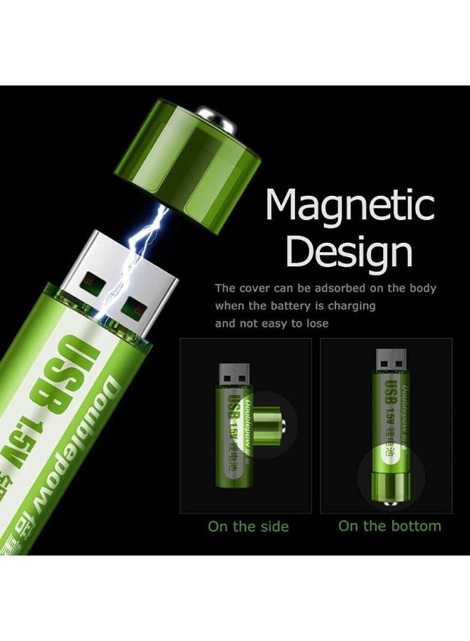 AA Batteries USB Rechargeable Battery 1800mWh Lithium-ion ECO-Friendly & Recyclable Double A 1.5V High Capacity Quick Charging Battery for Mouse/Toy/Remote Control/Shaver/Flashlight (12) - Image 3