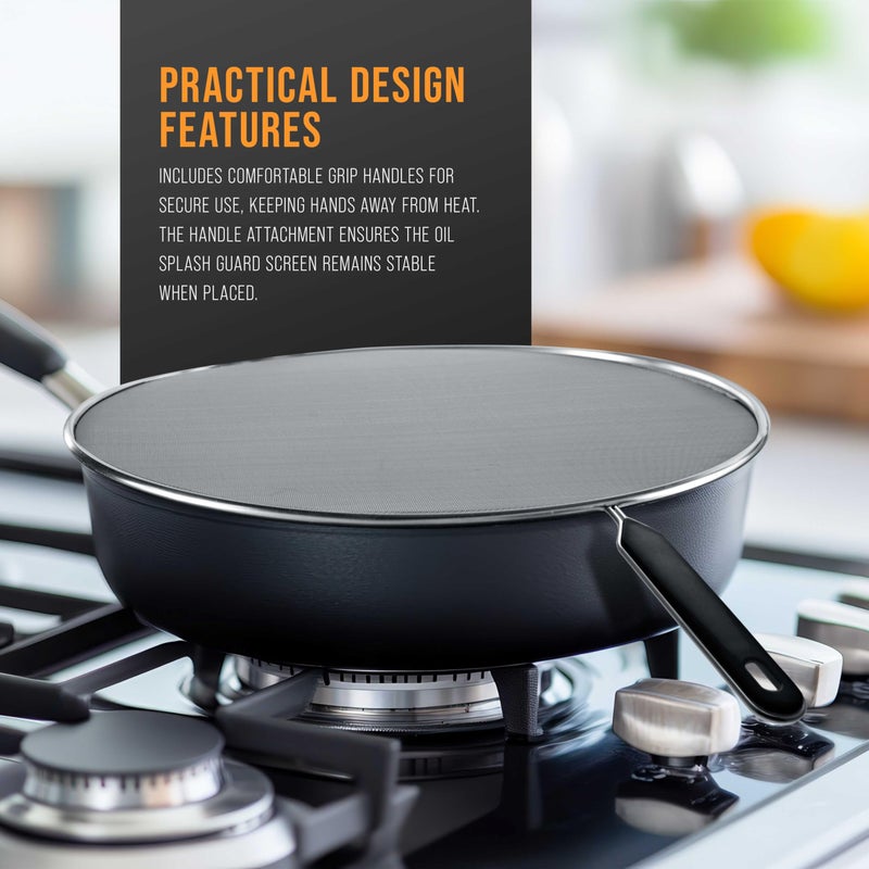 U.S. Kitchen Supply مجموعة واقي تناثر من الفولاذ المقاوم للصدأ 4 قطع من U.S. Kitchen Supply (13 بوصة، 11.5 بوصة، 10 بوصة، 8 بوصة) غطاء شبكي ناعم، واقي من الدهون والزيت، شاشة تناثر لمقلاة، أواني الطهي، مع مقابض مريحة - Image 4