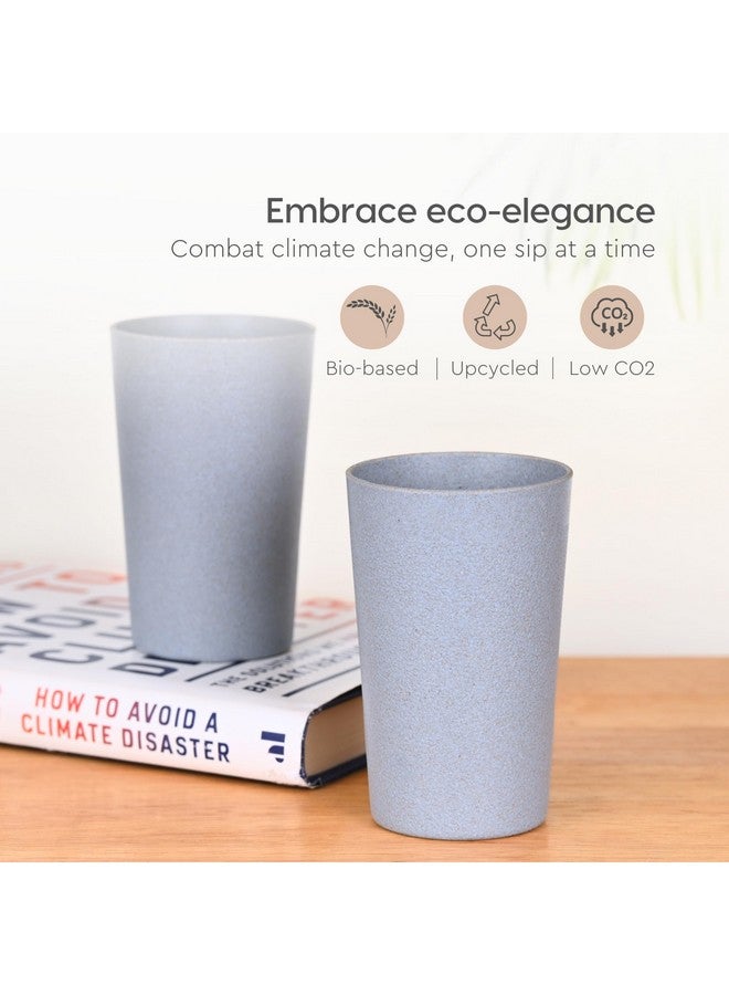 Eha Earth-Friendly Unbreakable Drinking Glass Set of 6 for Water and Juice | 250 ml Each | Tumblers Made with Rice Husk & Bamboo Fibers | Microwave Safe | for Hot & Cold | Cele-Azure - Image 3