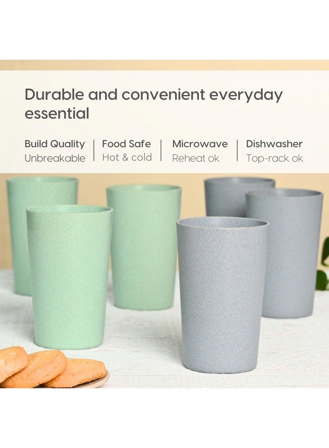Eha Earth-Friendly Unbreakable Drinking Glass Set of 6 for Water and Juice | 250 ml Each | Tumblers Made with Rice Husk & Bamboo Fibers | Microwave Safe | for Hot & Cold | Cele-Azure - Image 4