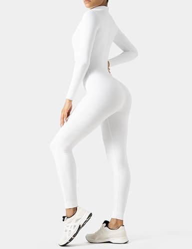 Speerise Women Bodysuit Rompers Long Sleeve Jumpsuits Leotards One Piece Tummy Control Yoga Workout Outfits – Sculpting Zip-Up Romper for Pilates, Praise Dance, Stage Performance, or Fitness Class Wear - Image 3