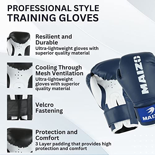 Maizo Striker Training Moulded Padding Gloves for Fighting, Kickboxing, Combat, Matches & Practice - Men & Women (6oz, Blue White) - Image 4