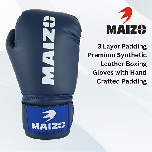 Maizo Striker Training Moulded Padding Gloves for Fighting, Kickboxing, Combat, Matches & Practice - Men & Women (6oz, Blue White) - Image 2