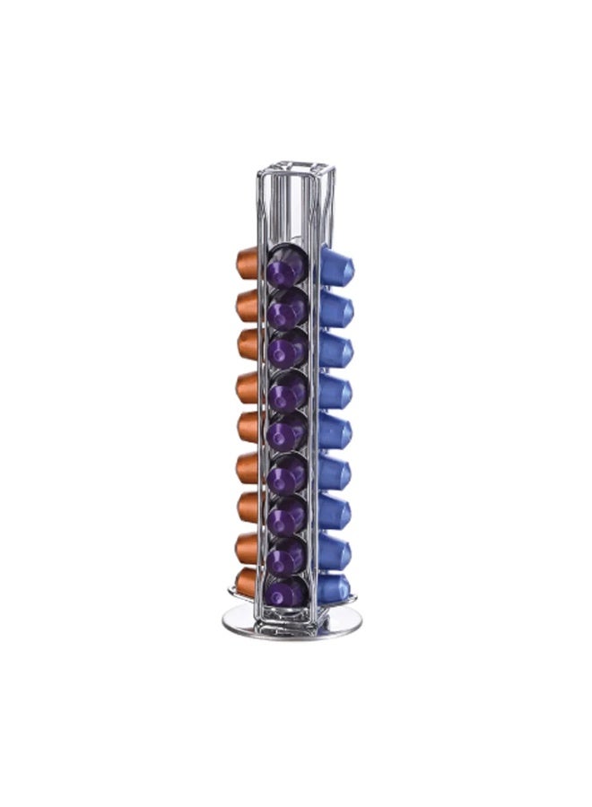 OASISWJ Rotating Nespresso Capsule Holder – Holds 40 Coffee Stand for Nespresso Original Line Capsules – Space-Saving Coffee Pod Organizer with Sleek Chrome Finish - Image 1